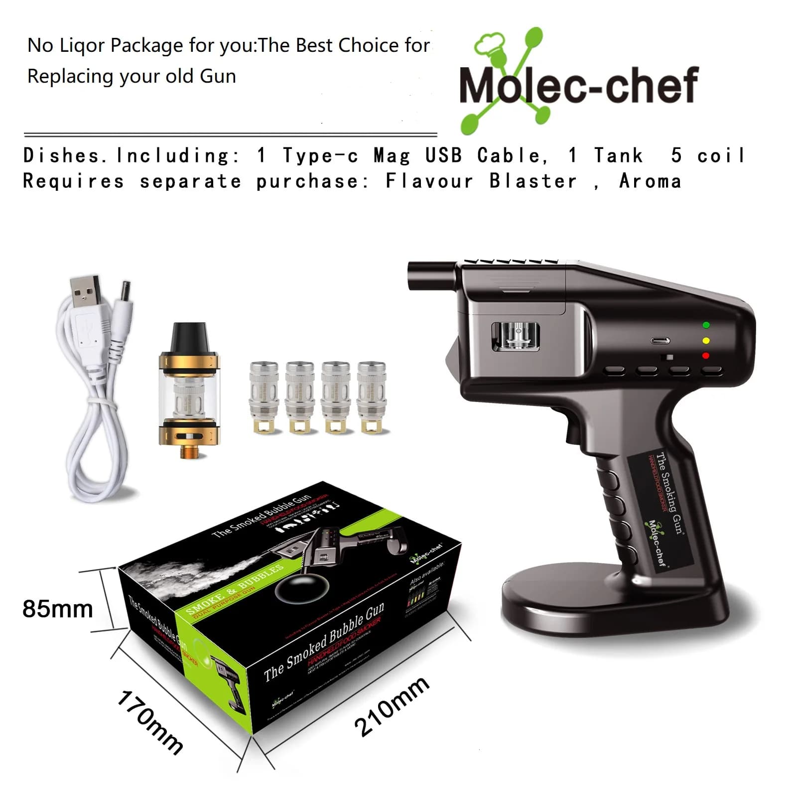 Kit Flavor Blaster per Cocktail Fumatore Pistola a Bolle Barman Barman Kit Barista Accessori per Alimenti per Fumatori Birra fatta in Casa e Articoli da Bar