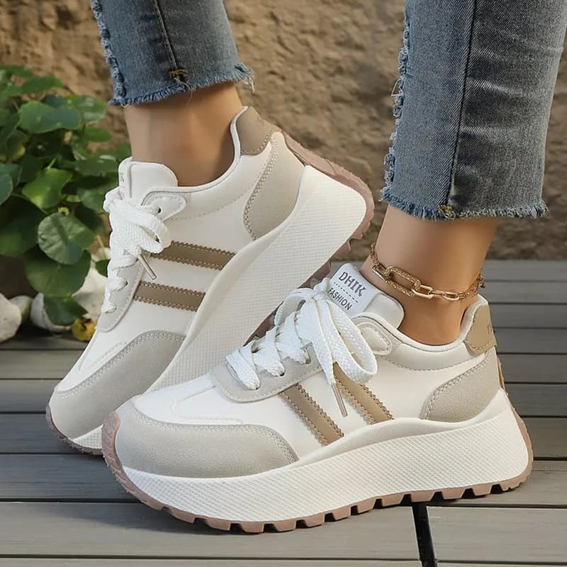 Primavera Fondo Spesso Scarpe da Donna Estate Casual Patchwork Scarpe da Ginnastica in Pelle Casual Scarpe Vulcanizzate da Donna Chaussure Femme 2026