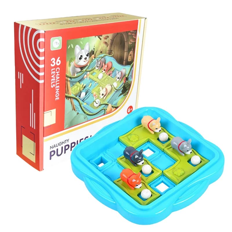 Gioco da tavolo Cuccioli impertinenti Giocattoli educativi per bambini 36 sfide Gioco di pensiero logico Soluzione intelligente dei problemi per il regalo dei bambini
