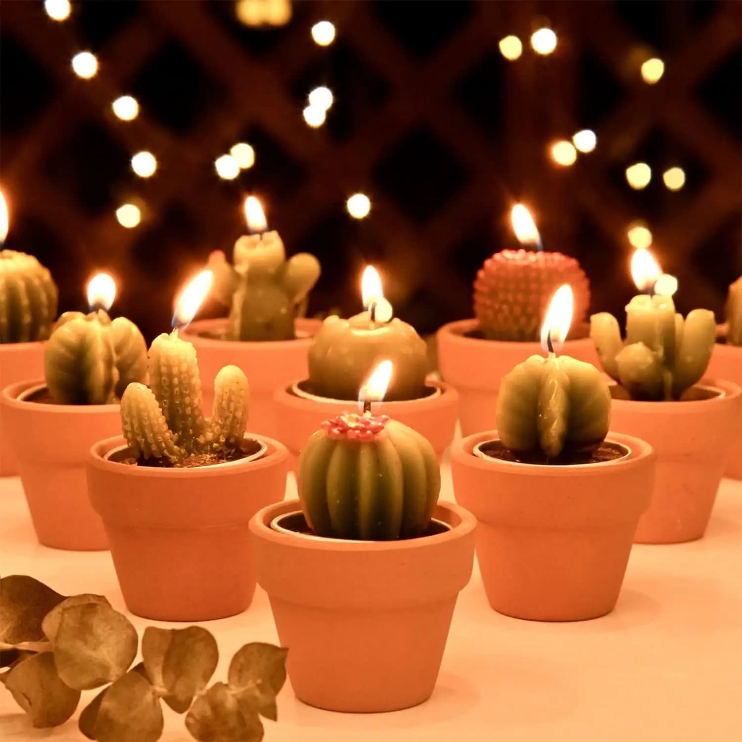 12 candele tealight a forma di cactus per addio al nubilato, decorazioni per feste boho, mini candele a forma di succulente come regali