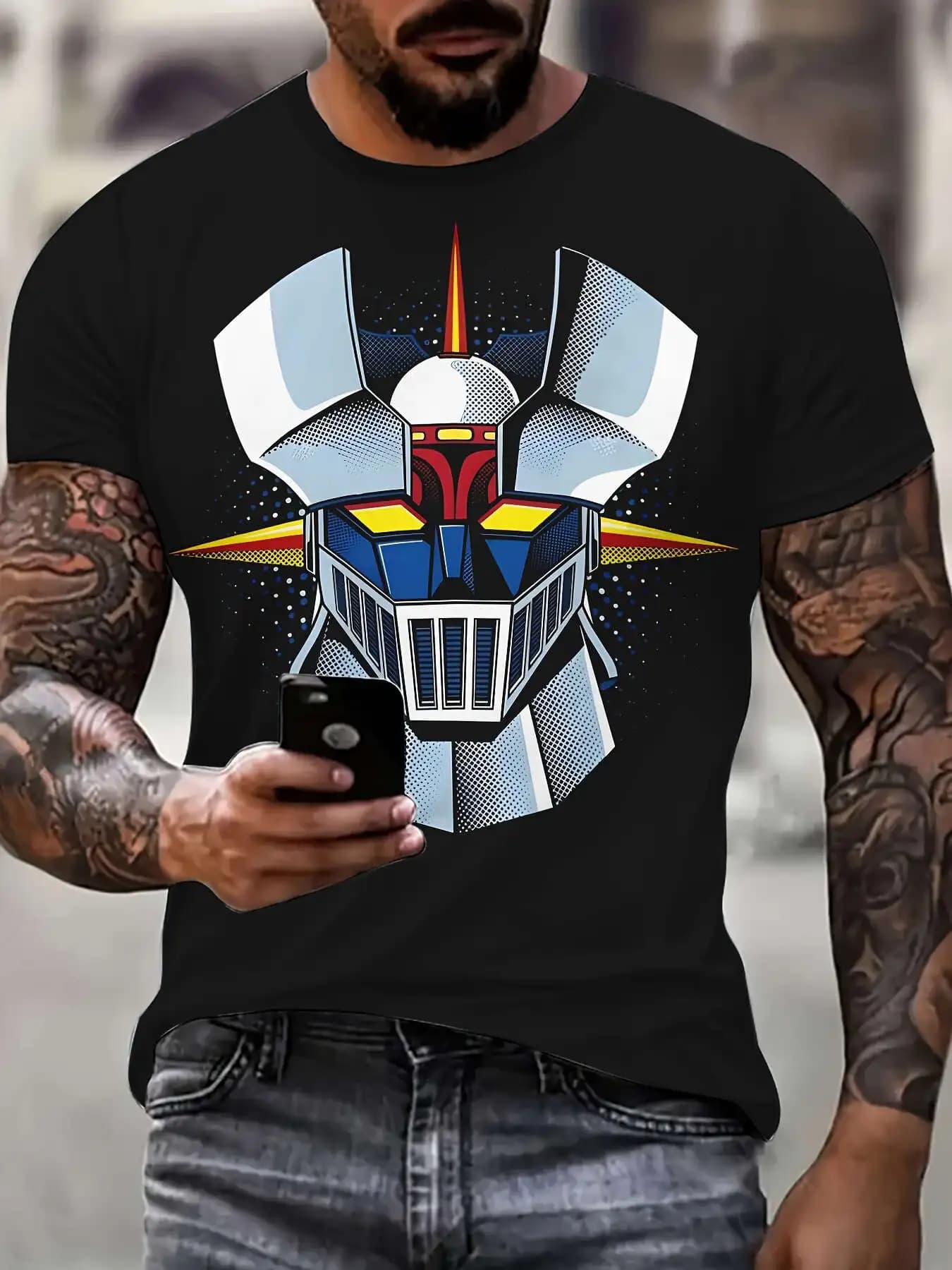 T-shirt grafica 3D - 100% cotone, maglietta casual da uomo girocollo a maniche corte