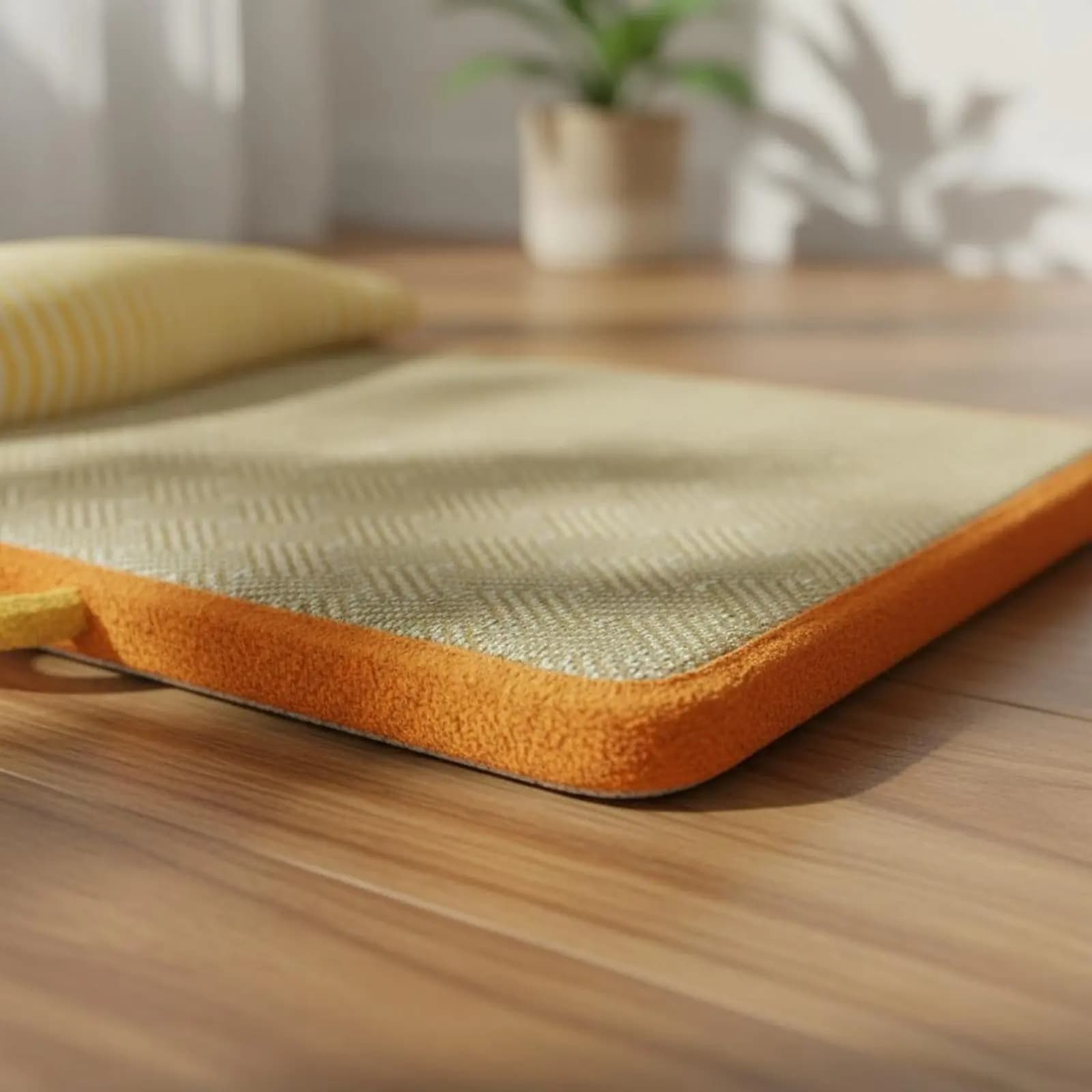 Cuccia per Animali in Rattan Traspirante, Tappetino in Rattan Intrecciato Facile da Pulire, Letto Rinfrescante per Gatti con Cuscino Rimovibile e Lavabile