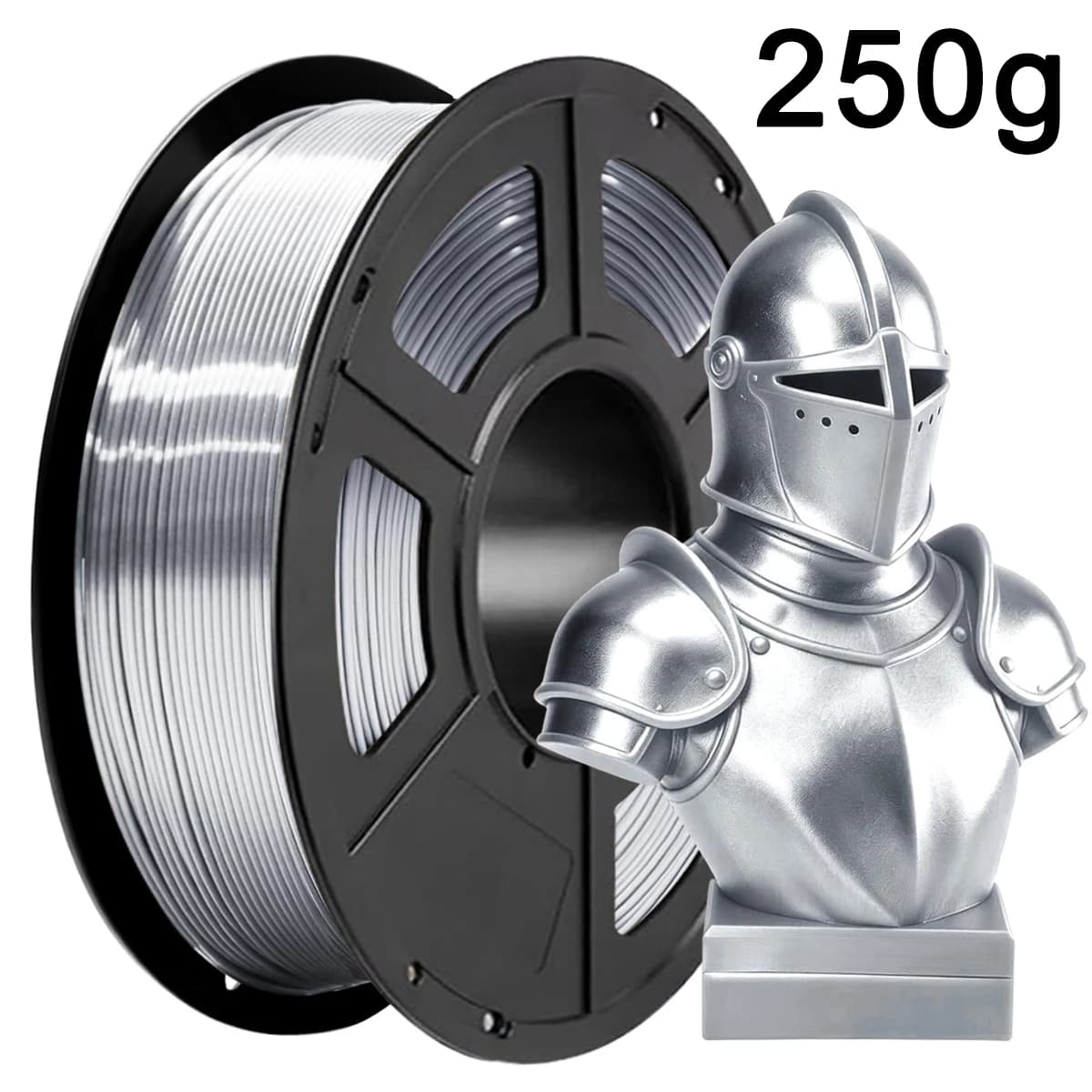 250g 3D Printer Filament PLA Silk Silver Filament 1.75mm Dimension Accuracy +/- 0.03mm, silk silver pla 3D Printing Filament