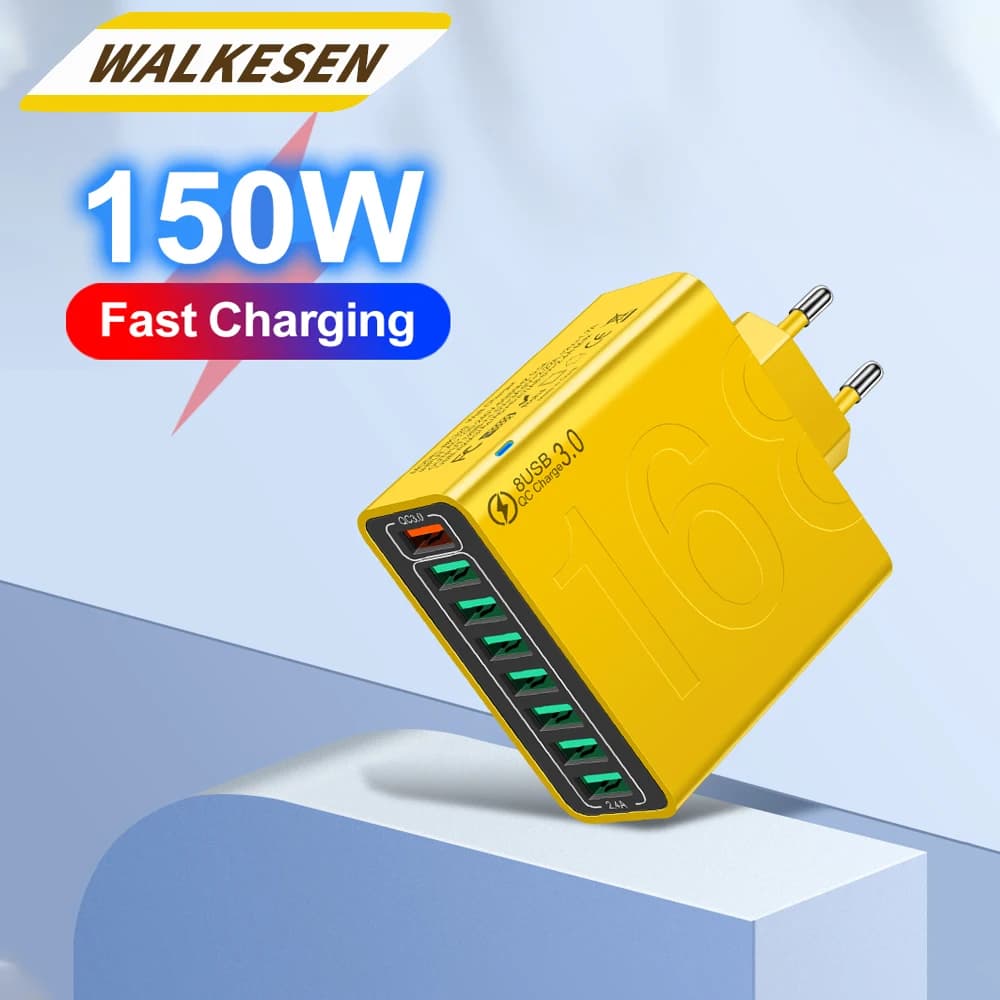 Caricabatterie USB a 8 porte da 150W totale adattatore da parete per adattatore di ricarica rapida per Samsung Xiaomi iPhone Quick Charge 3.0 caricabatterie per cellulare