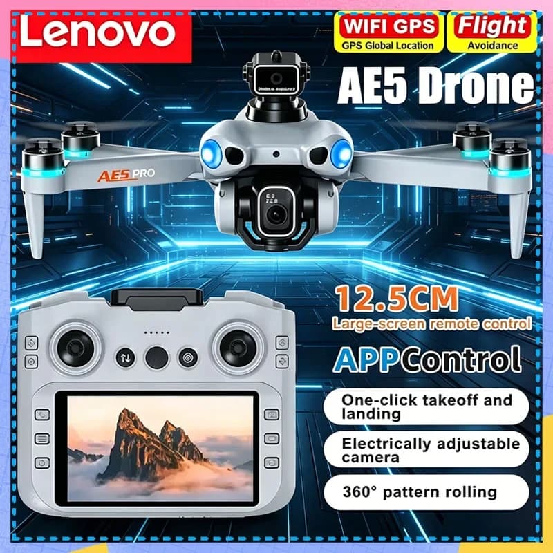 Nuovo Drone Lenovo AE5 2026 Professionale 8K, Quadricottero RC Pieghevole Brushless con Fotocamera 4K HD, WiFi FPV, Schermo e Telecomando, Giocattolo UAV
