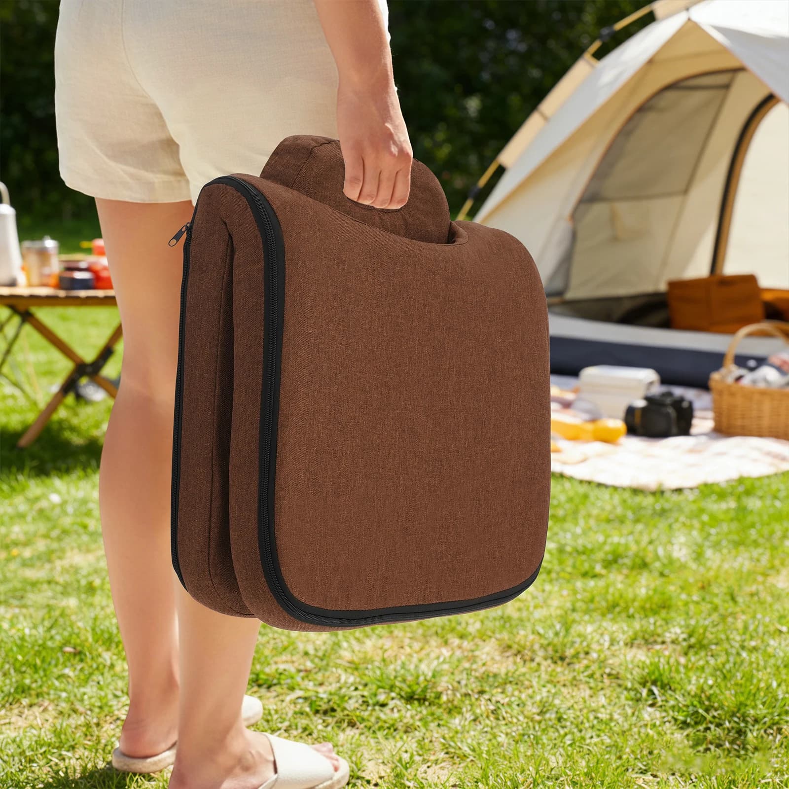 Sedia da pavimento ergonomica pieghevole con cuscino in peluche a rimbalzo, pieghevole e facile da riporre, design leggero per uso interno ed esterno