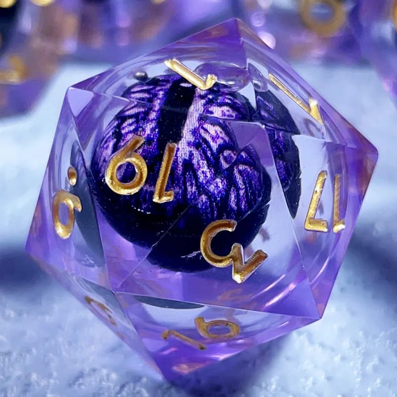 7PCS DND D20 Liquid Core Flow Eye Dice Set per COC Dungeon e Dragon Pathfinder RPG Giochi di ruolo Giocattoli per feste Accessori