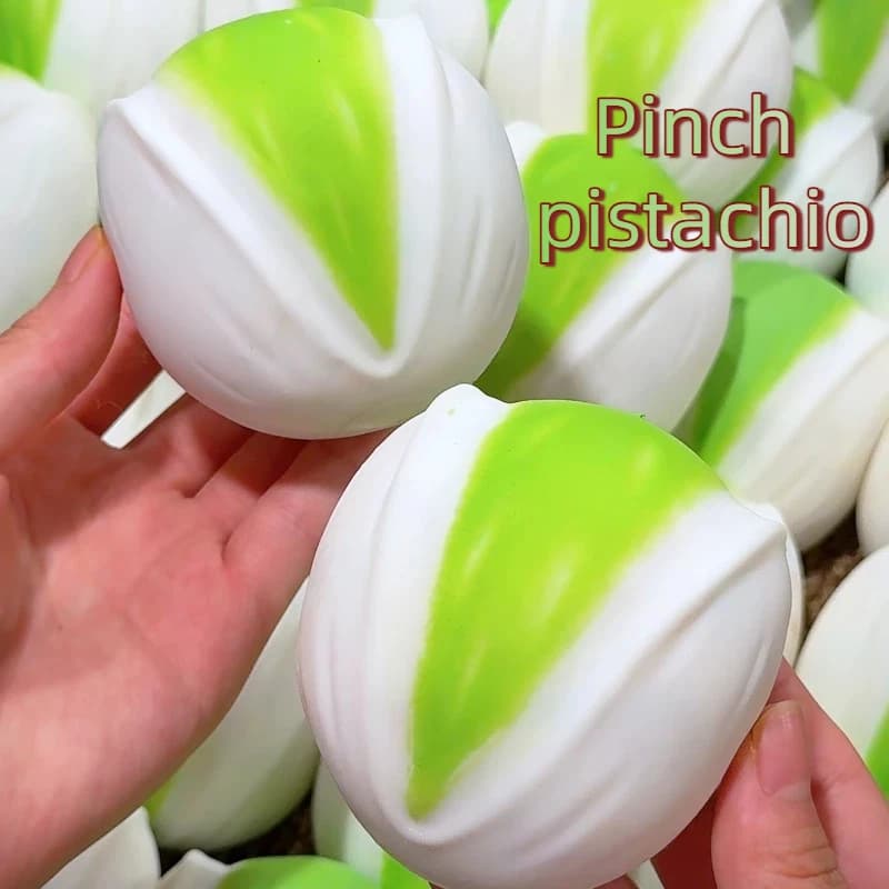 Pistachio Nuts Are Pinched By Hand. Asmr Sensory Decompression Pressure Ball Slow Rebound Soft Office Home Decorat Perfect Gifts