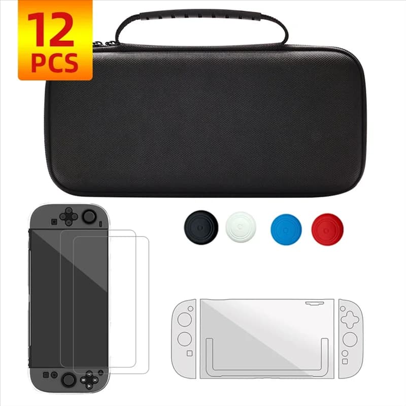 Custodia da viaggio tutto in uno per Switch 2 Kit di accessori per Nintendo Switch 2 Protezione per schermo Custodia in cristallo Impugnatura per pollice