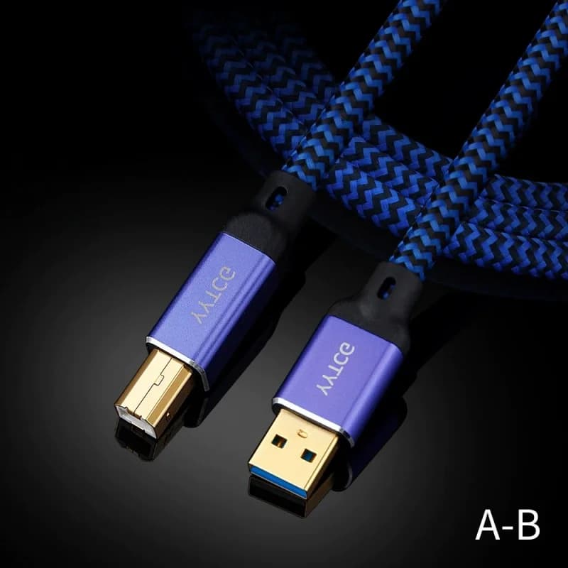 Data Audio Cables Hifi USB Cable Printer High-End Type A to B 6N OCC Speaker Wire For Decoder Sound Card Mixer Blue 1m 1.5m 2m