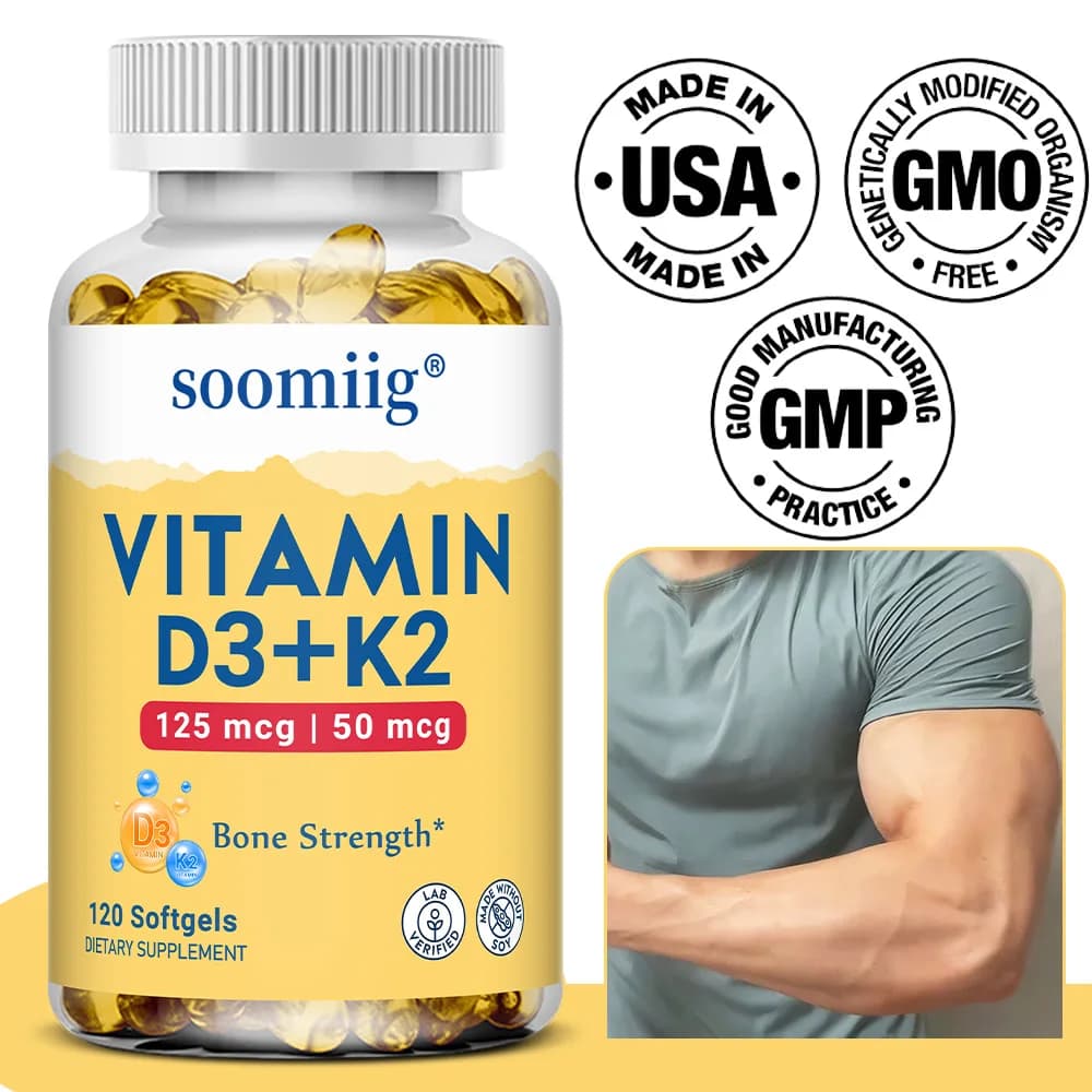 Vitamin D3+K2 5000U 120 pieces Vegan supplement for immune and bone support for bone precision and overall health