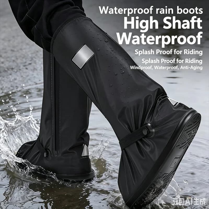 S-XXL Reusable Waterproof Rain Boot Shoes Pant Cover Cycling Hiking Non-Slip Overshoes 40 CM High Tube Rain Snow Pants Protector