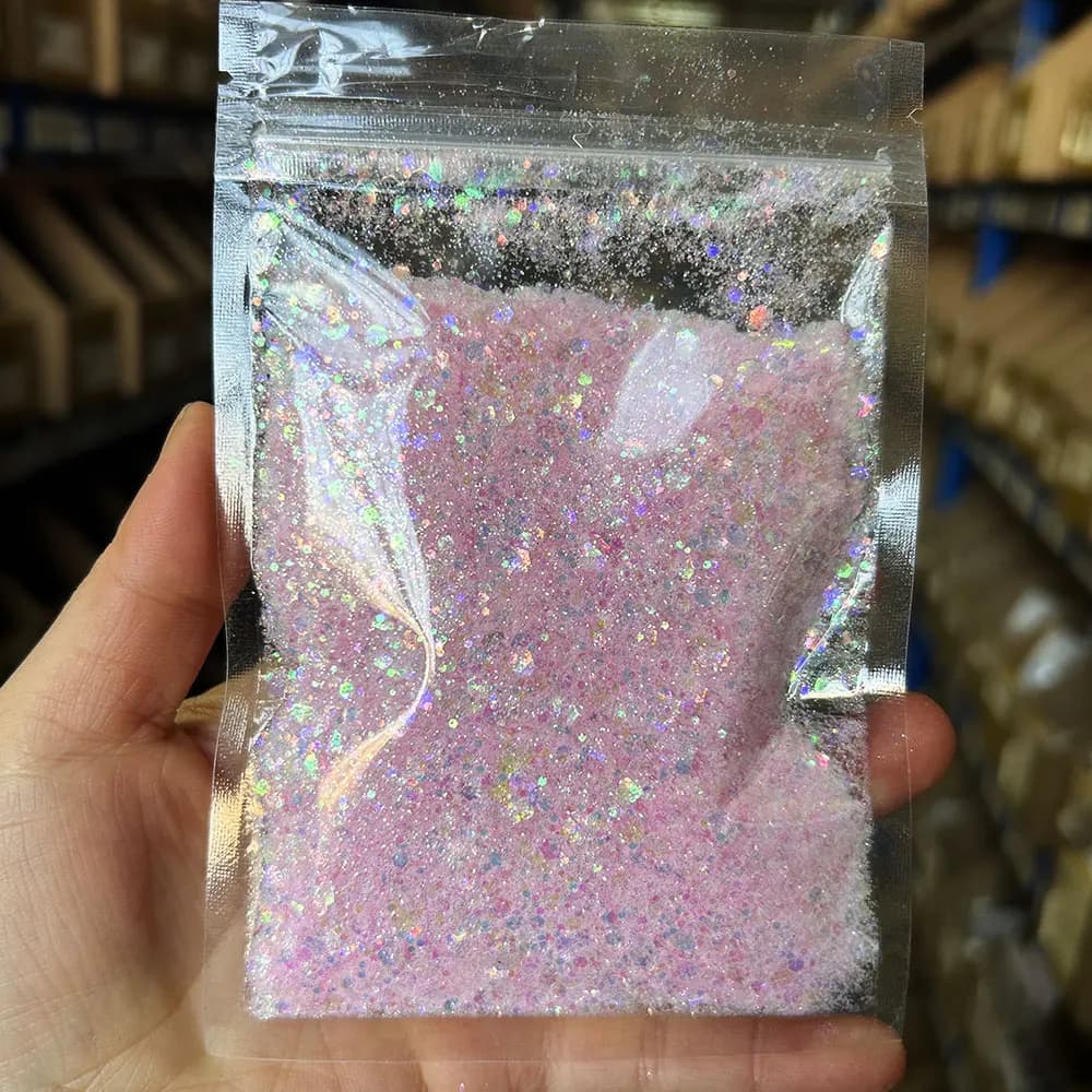 50 g/borsa scintillante iridescente rosa nail art glitter ultra-sottile misto esagono paillettes grosso fiocchi decorazione manicure