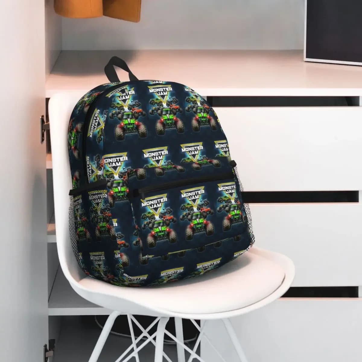Zaino classico per studenti con motivo Monster Jam, borsa da scuola, zaino da viaggio per escursioni, per uomo e donna, borsa a tracolla alla moda
