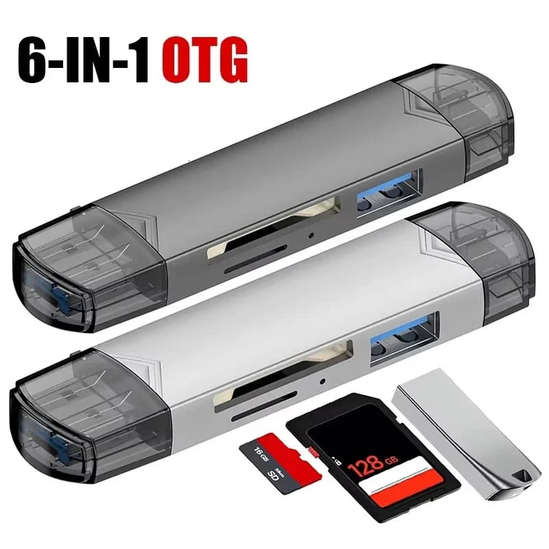 Lettore di schede USB 3.0 6 in 1 multifunzione, adattatore per schede Type C Micro TF/SD USB per computer, laptop, tablet, accessori per telefono