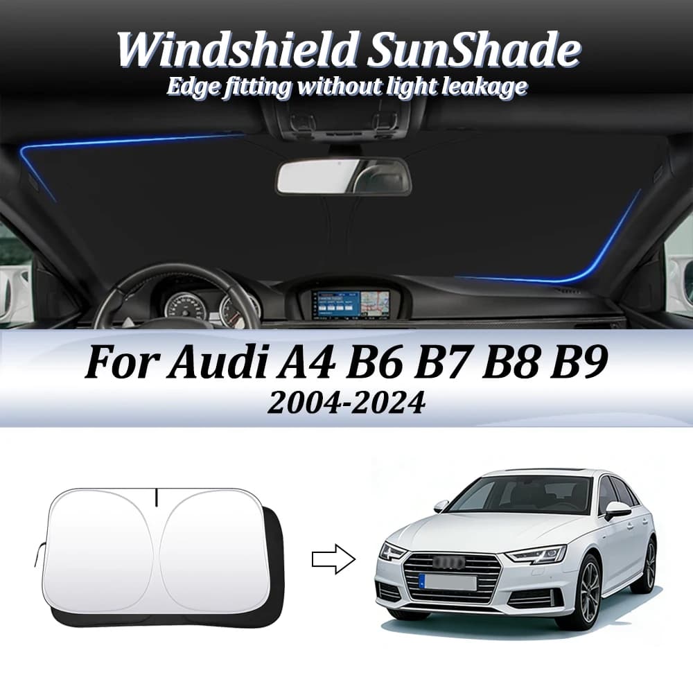Car Windshield SunShade Auto Accessories Window Shade Sun Visor Cover Foldable Blocks UV Rays For Audi A4 B6 B7 B8 B9 2004-2024