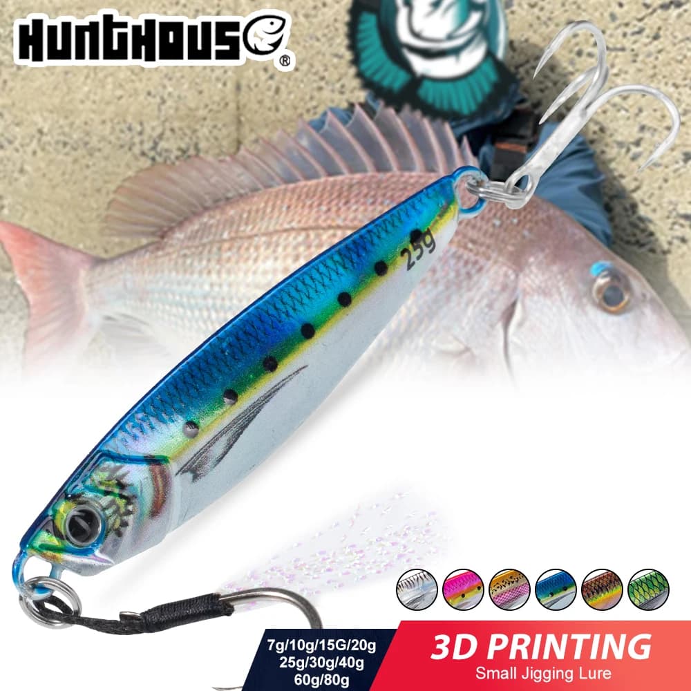 Hunthouse Metal Jig Fishing Lure Sinking Slow Jigging 7g-80g Casting Hard Bait acqua salata artificiale luccio spigola Fish Tackle