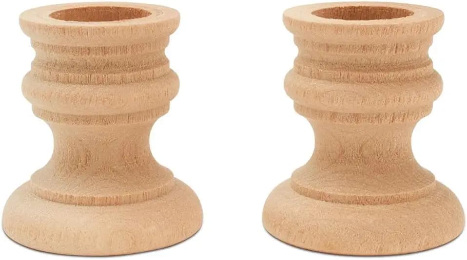 Contenitori in Legno Grezzo per Candele, 1-7/8 Pollici con Foro da 7/8 Pollici per Candele Affusolate, Confezione da 50