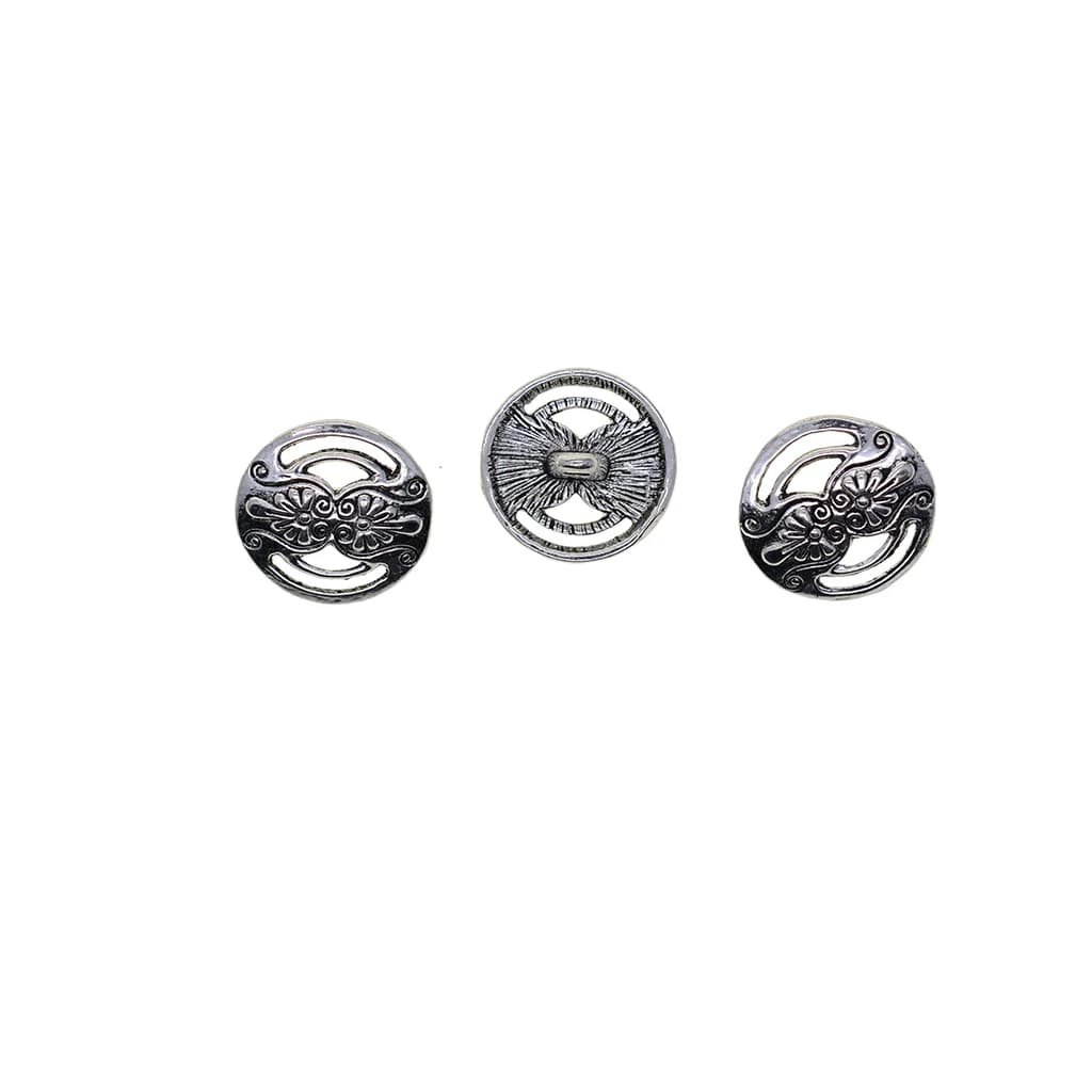 30 pz argento vintage 17mm 0.7 pollici classico fiore indumento abbigliamento fissaggio cucito 1 foro bottoni gioielli fai da te