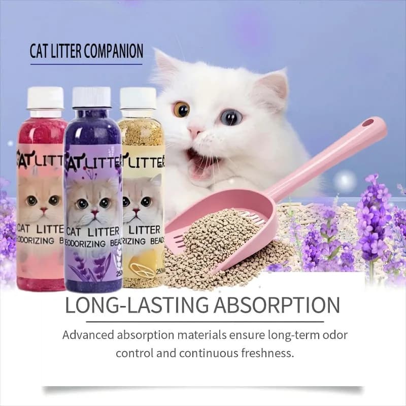Perline deodoranti naturali per lettiera per gatti 5 profumi freschi Controllo degli odori Perle assorbenti Forniture per toilette per animali domestici per gatti
