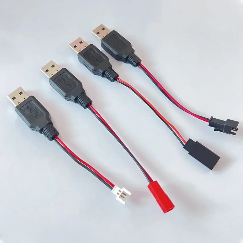 RC USB Charging 3.7V Lithium Charger Cable from USB to JST /SM / Futaba Plug for 3Rc Drone Quadcopter