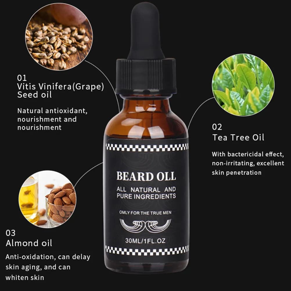 Natural Oil For Men's Barba, 1 Bottle, Hydrating and Stimulating Growth, Essential Oil Awesome for the Care of Barba and Baffi
