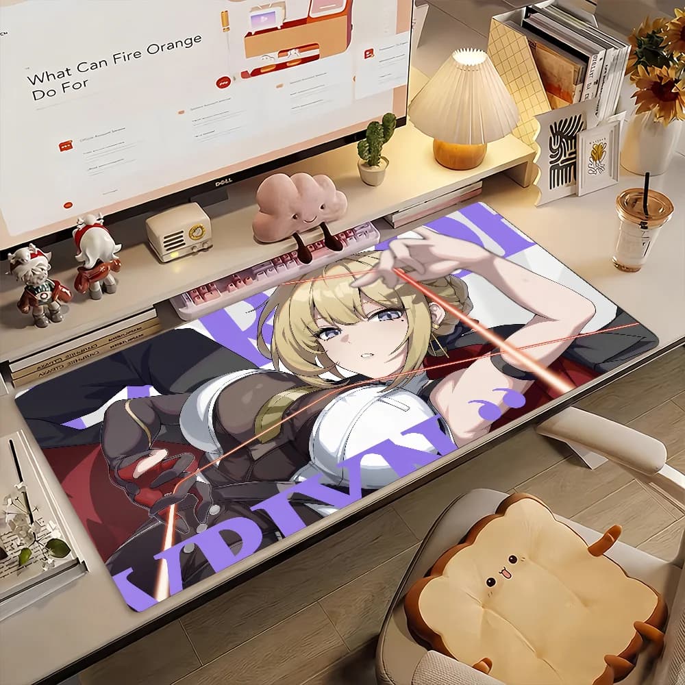 Gaming Mouse Pad,Desk Mat,Large Size,Anti-slip,Stitched Edges,Soft Rubber,Blonde Bow Archer Anime Girl Deskpad For Office Use