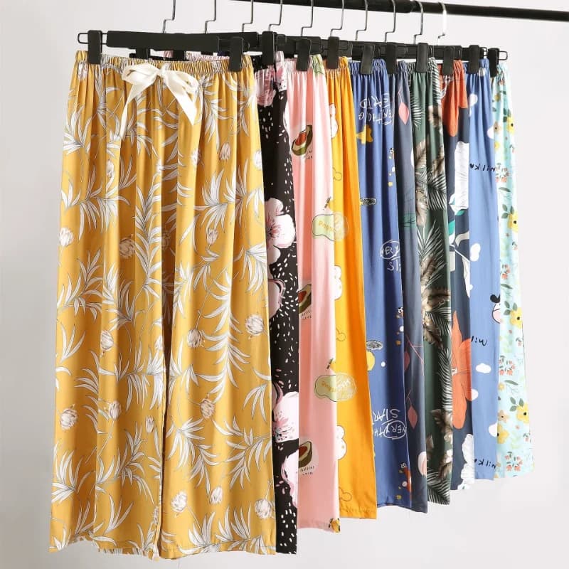 Pantaloni casual in cotone da donna Pigiama allentato estivo Pantaloni da casa Pantaloni sottili a gamba larga Pantaloni coreani da notte oversize alla moda