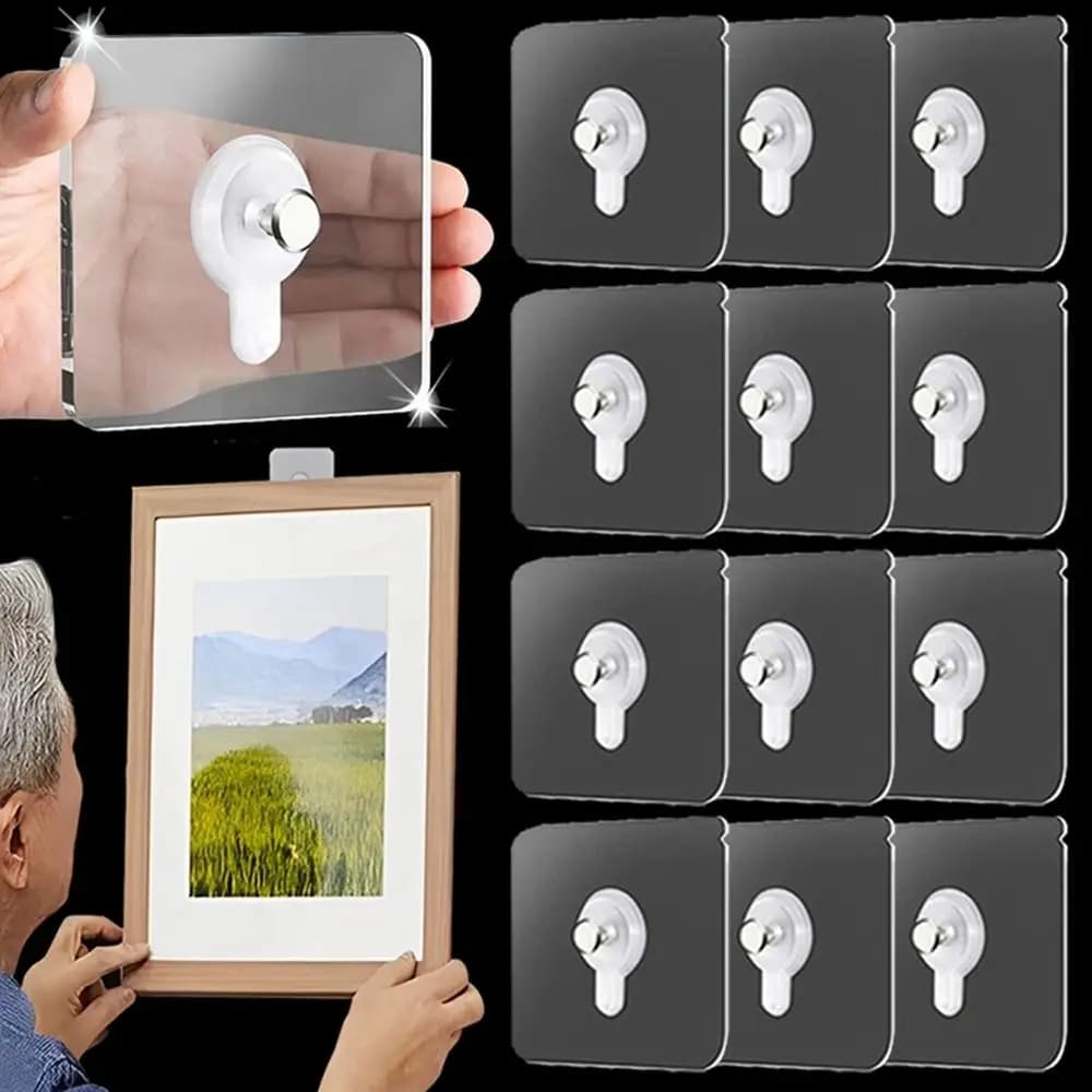 10 pezzi adesivo gancio da parete Poster da parete trasparente montaggio a parete pugno gratuito cucina bagno cornice per foto Poster adesivi per foto