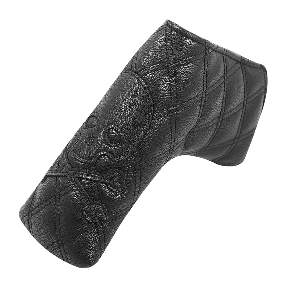 Scheletri di zucchero ricamati a spillo in pelle nera copricapo per mazze da Golf copri Putter Blade