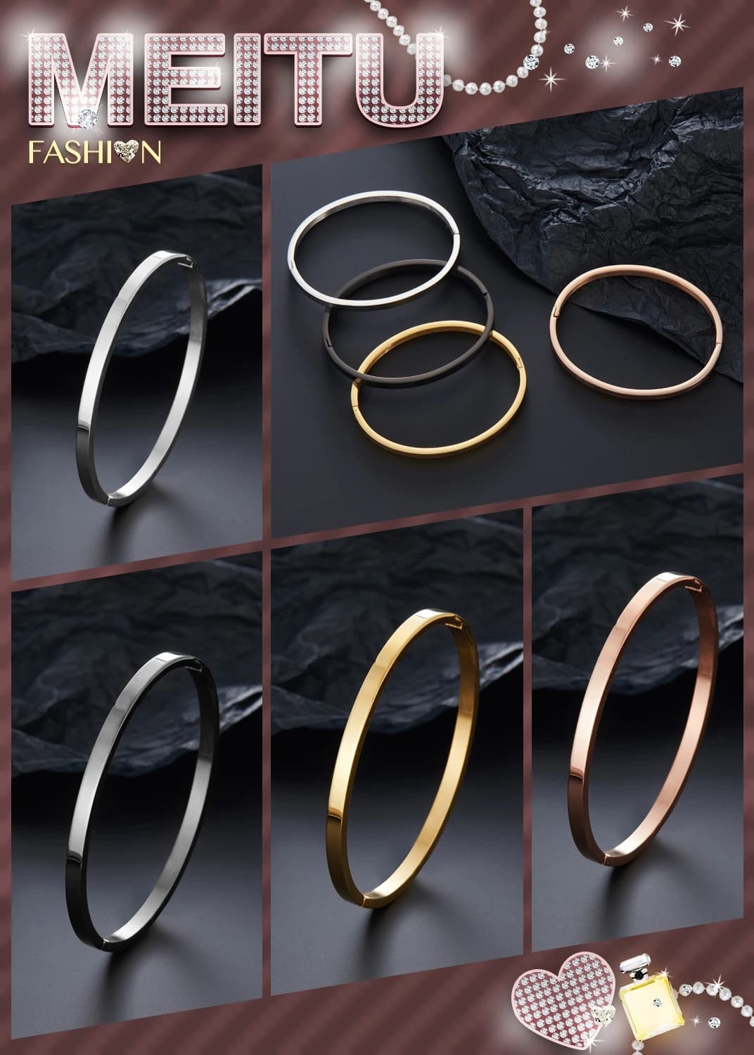 Bracciale da donna semplice placcato in oro alla moda in acciaio inossidabile, gioielli per donne, regalo per il festival della moglie