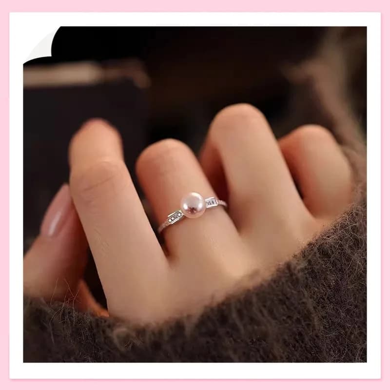 Anello singolo alla moda con perla artificiale e zirconi, design di nicchia, lusso leggero, alta eleganza, nuovo successo di vendite