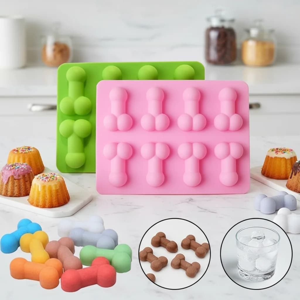 Stampo per pene in silicone per cubetti di ghiaccio al cioccolato, sapone, candele, torte, design a reticolo antiaderente