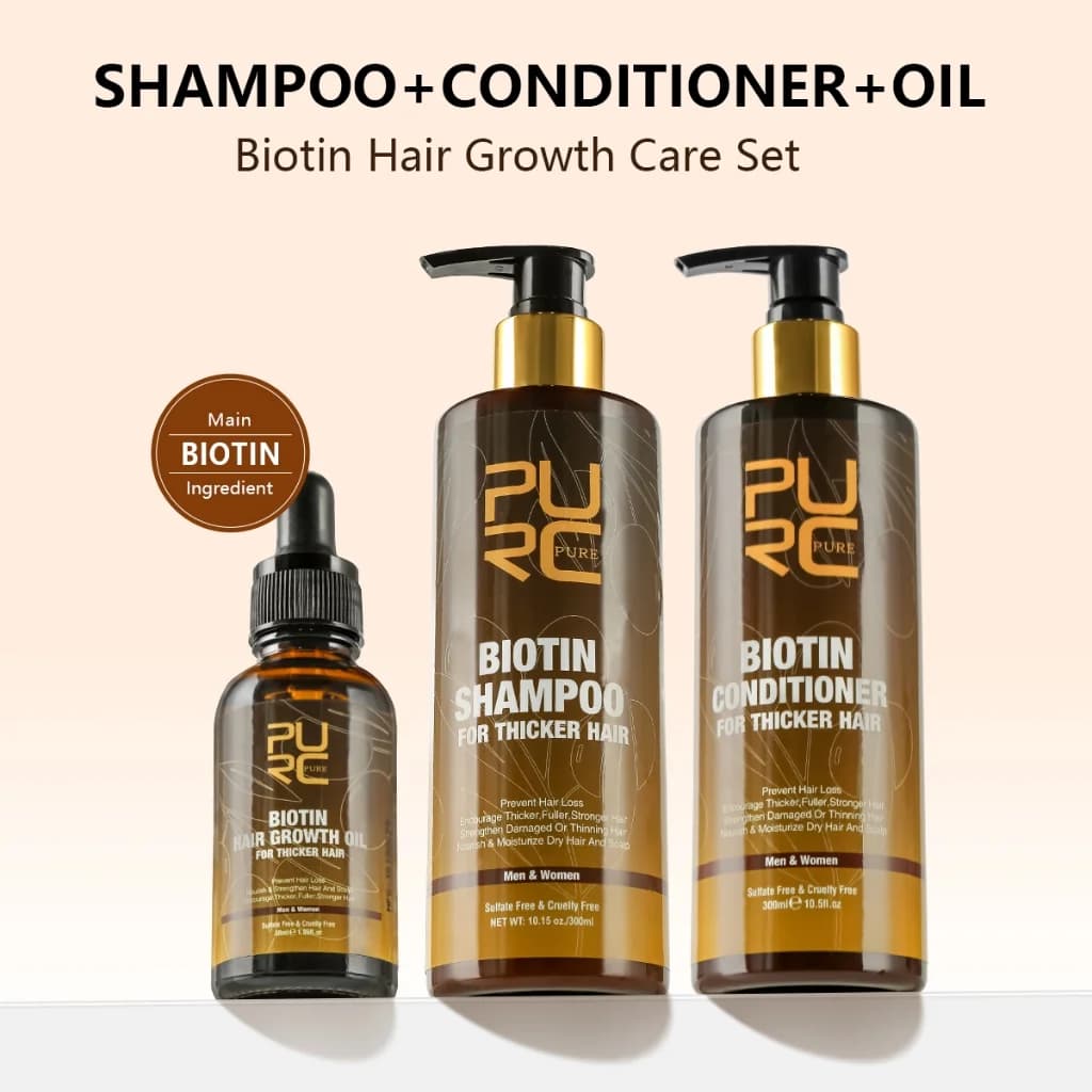PURC Biotin Shampoo for Hair Balm for Men Woman Cleaning of the scalp Hair roots Feeding Oil Smooth Hair mask Set for Care