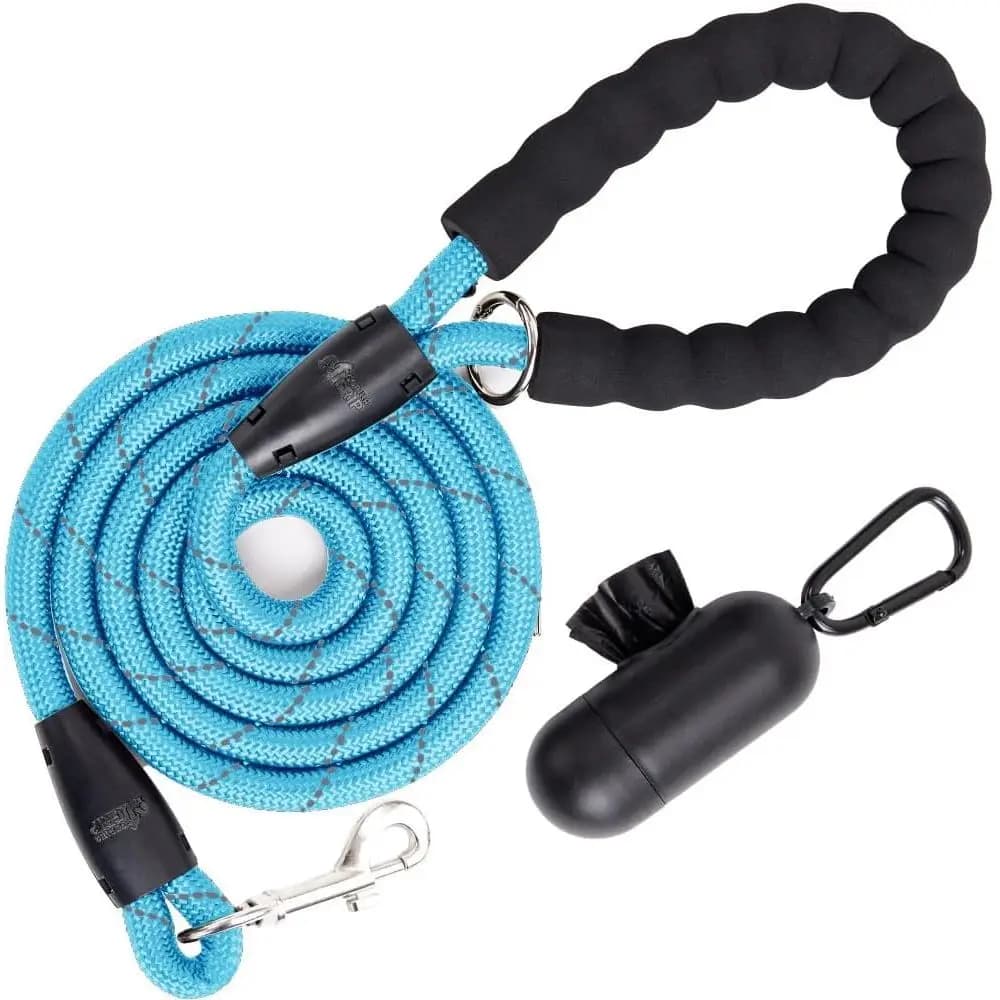 Heavy Duty Reflective Rope Leashes for 33lb Dogs, Cats, Small Animals, Puppy Training, Walks, Hikes, Soft Handle, Rotating Metal