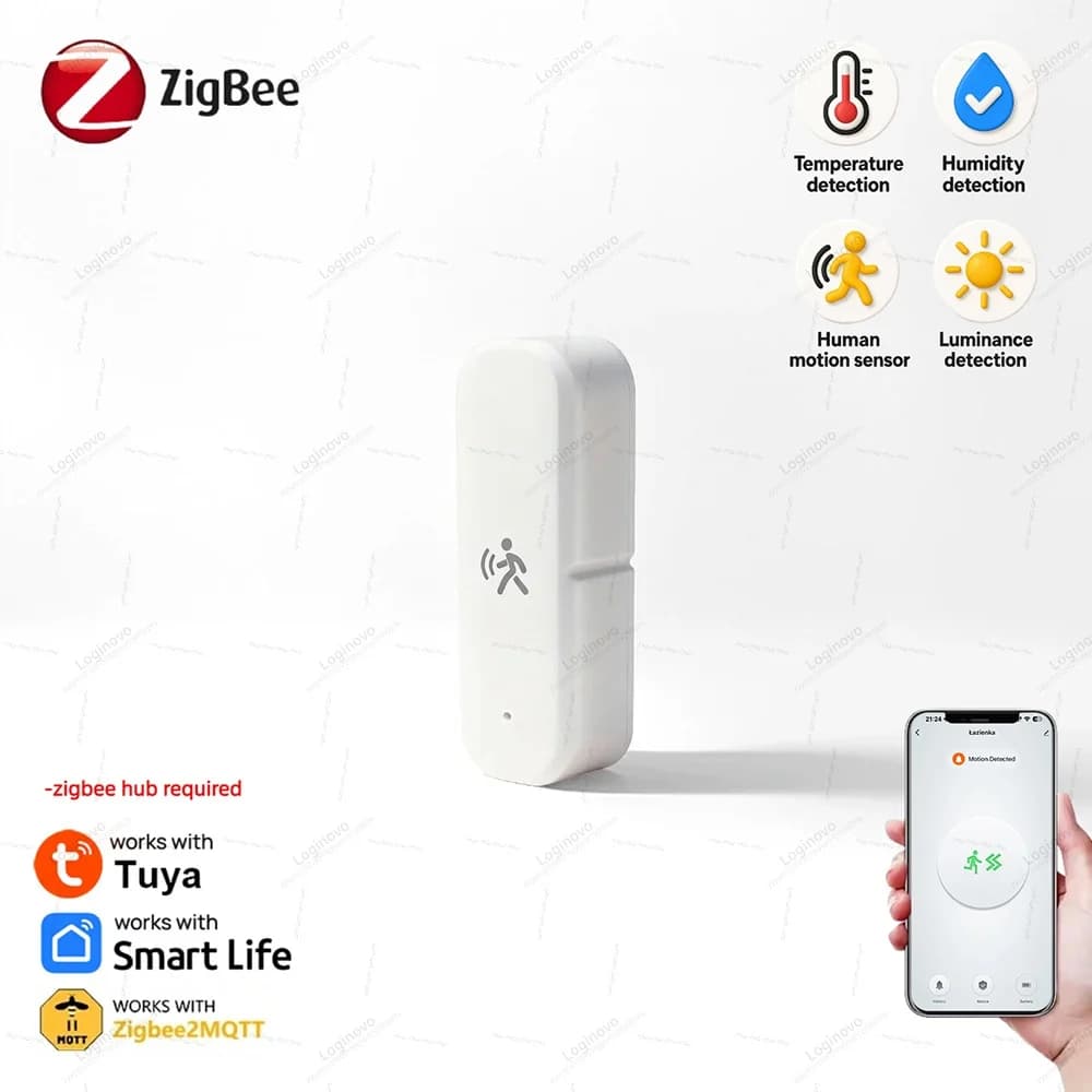 Zigbee PIR Movement Sensor Mmwave Radar Moisture Temperature Sensor Light Detector For Tuya Smart Life 2MQTT Domestic Assistant