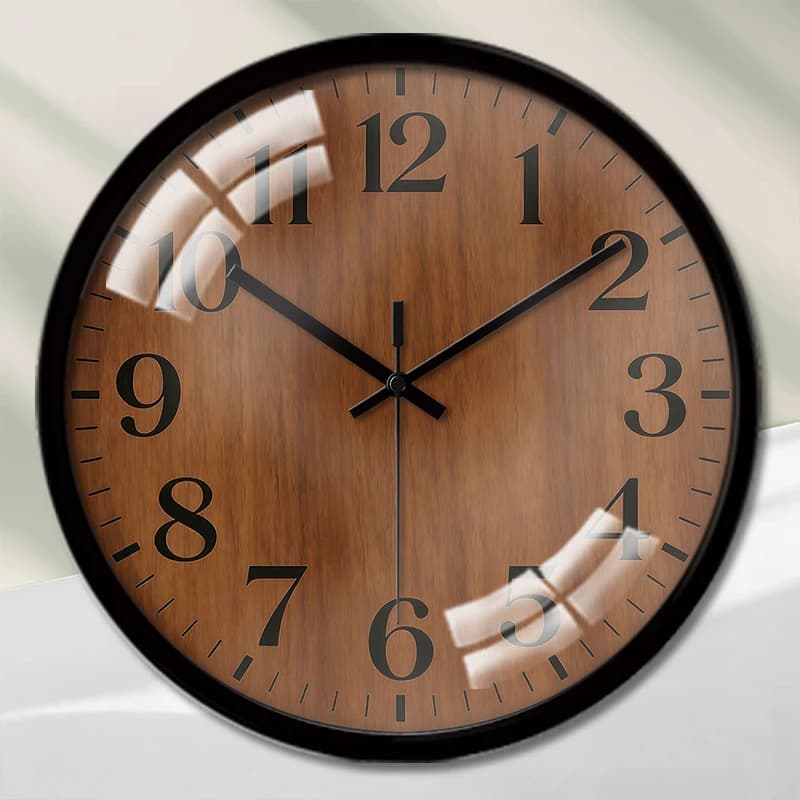 Wooden round silent wall clock with classic design, suitable for living room, school, study, bedroom, children's gift.