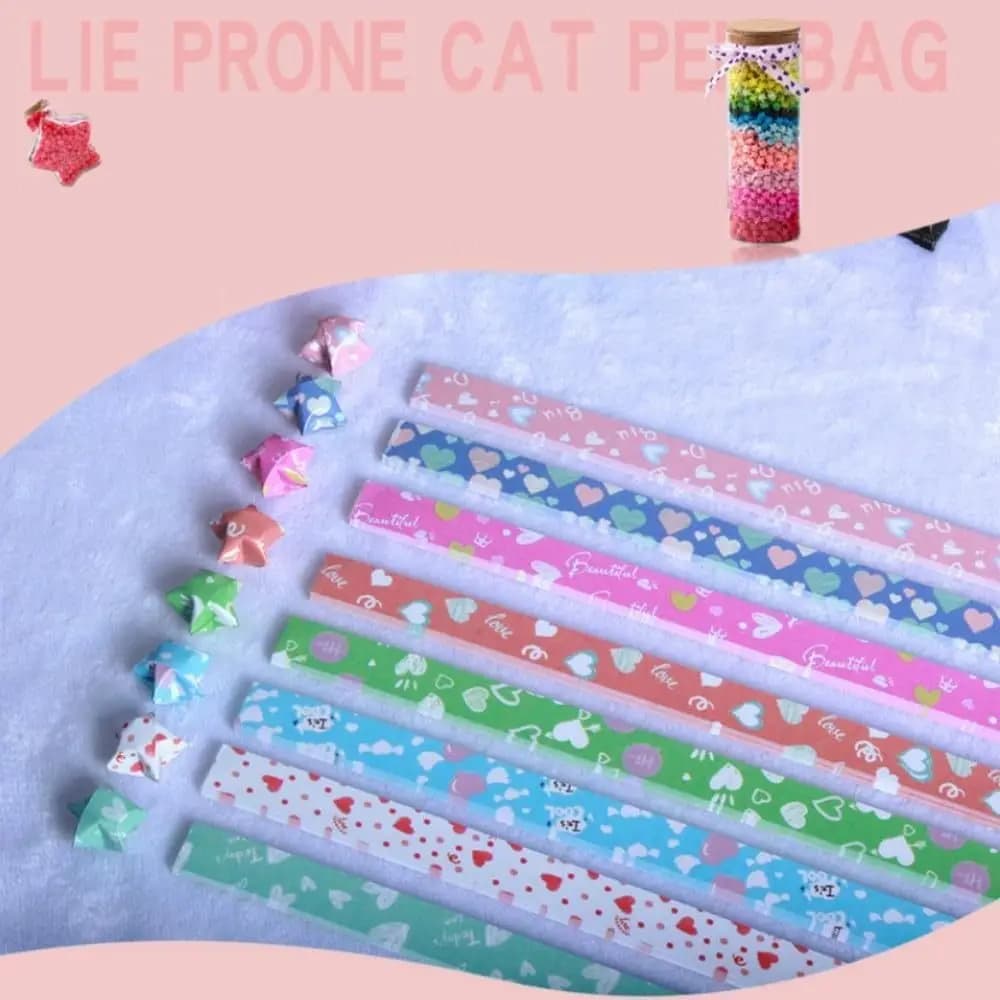540 Sheets Colorful Star Origami Paper Cartoon Art Craft Star Paper Strip Best Wishes Single Sided Lucky Star Origami
