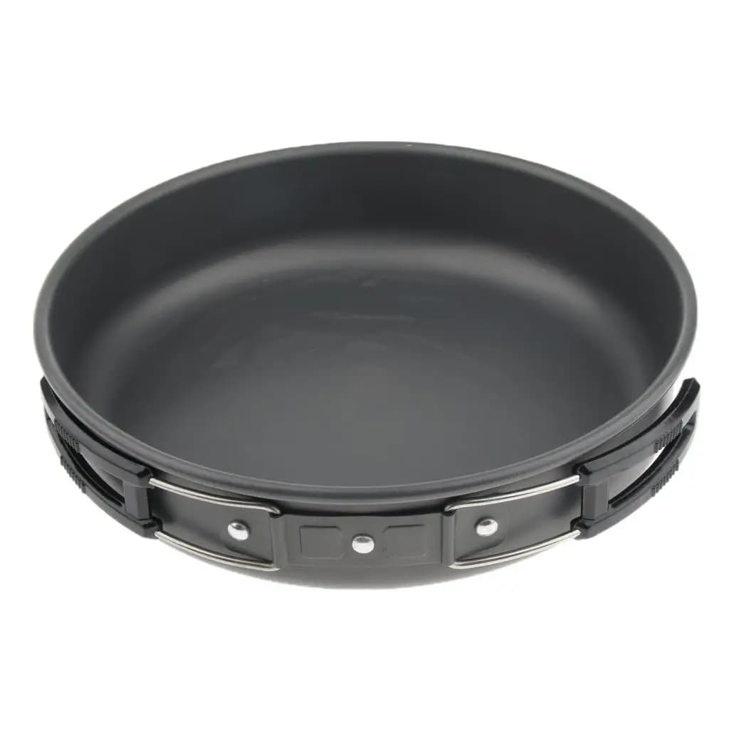 Set di Pentole Portatili Pieghevoli Antiaderenti in Alluminio Leggero con Coperchio per Picnic e Escursioni all'Aperto