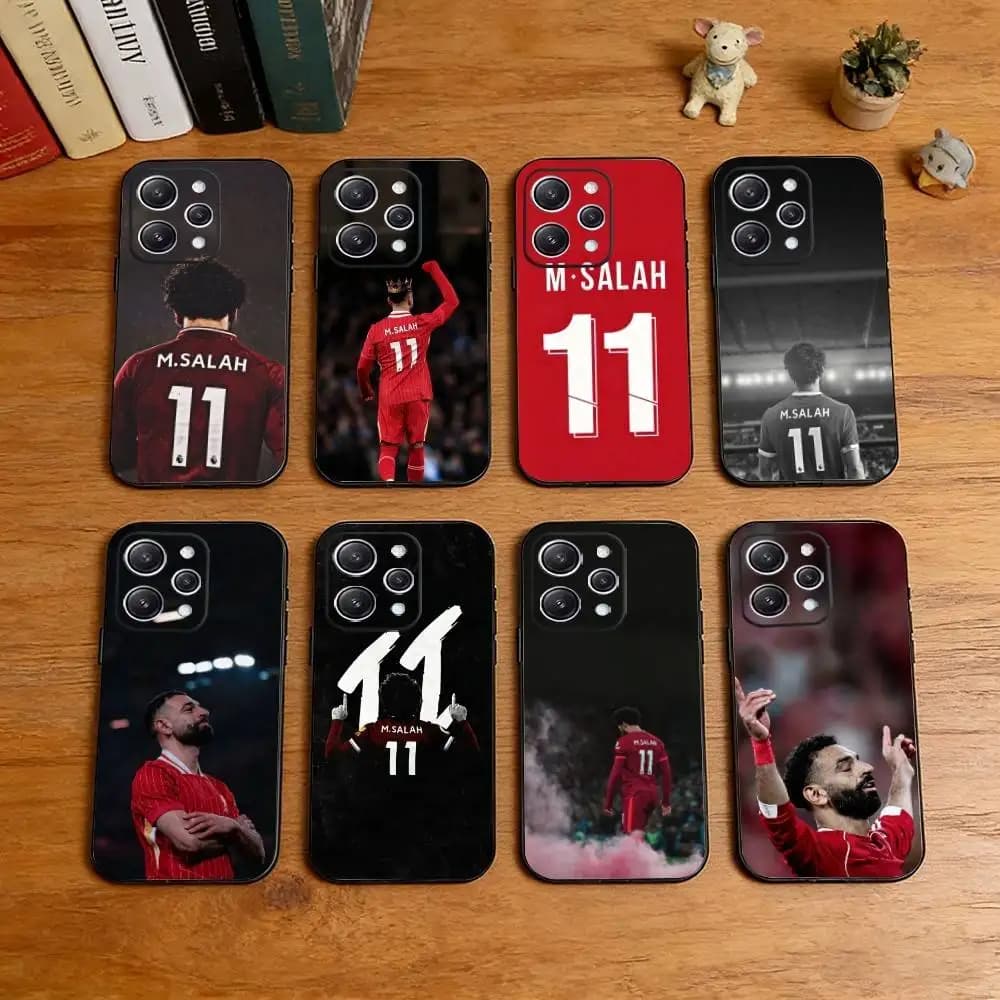 Cover Morbida Nera per iPhone 17, 16, 15, 14, 13, 12, 11 Plus, Pro Max e Altri Modelli - M-Mohamed Salah 11 Liverpool Football