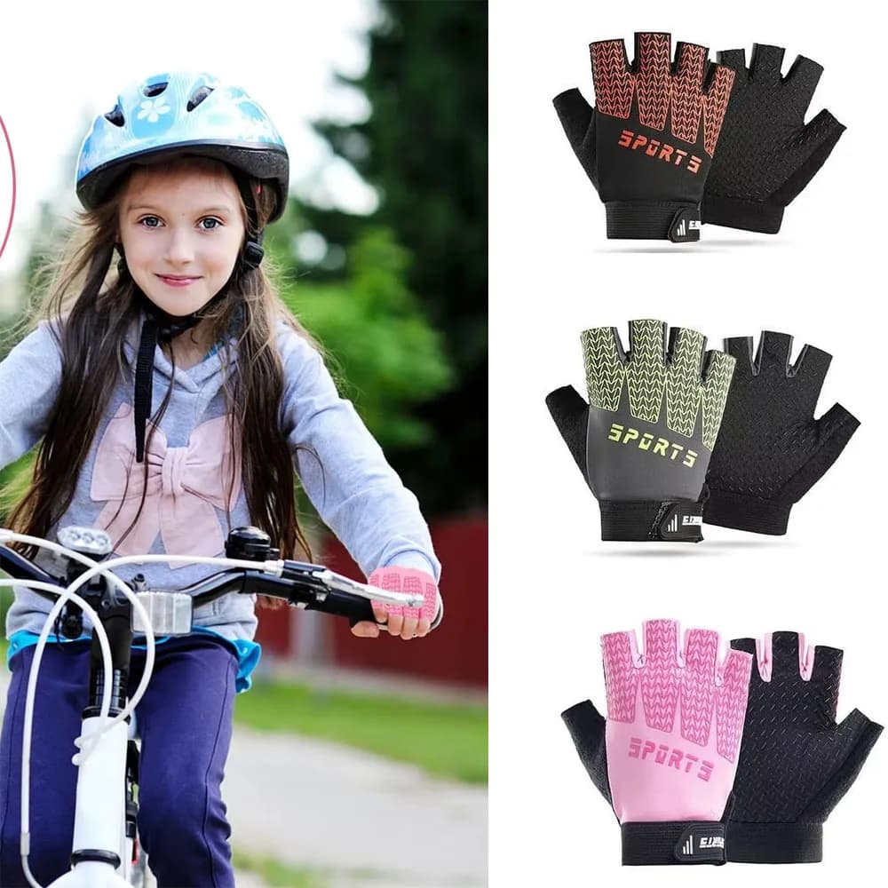 Children's Cycling Gloves Non-slip and half finger shock absorbers Sports wear-resistant gloves and light