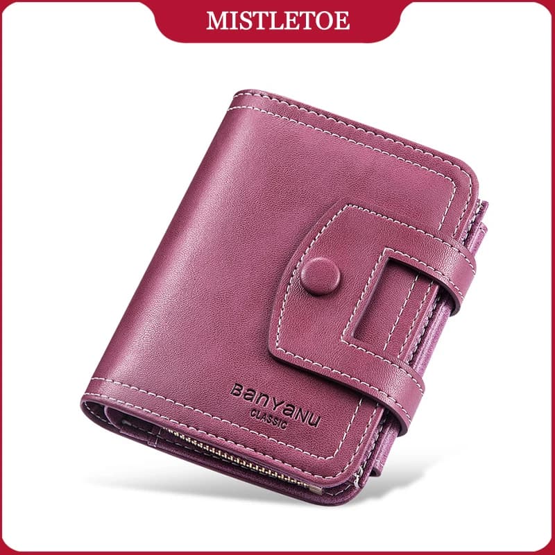 Portafoglio da donna in vera pelle porta carte di credito con cerniera a tre ante portafoglio corto Anti RFID per regali di moda da donna