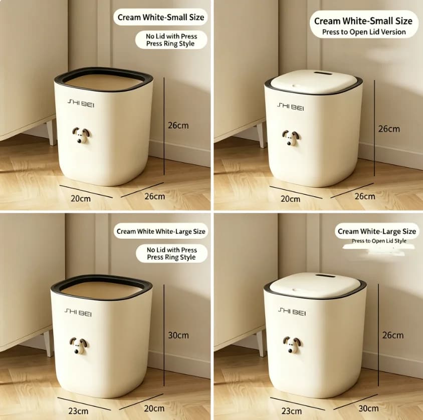 Large Capacity Kitchen Bathroom Toilet Trash Can Home Use Pressurized Cover Waste Bin Cute Dog Big Size Paper Basket
