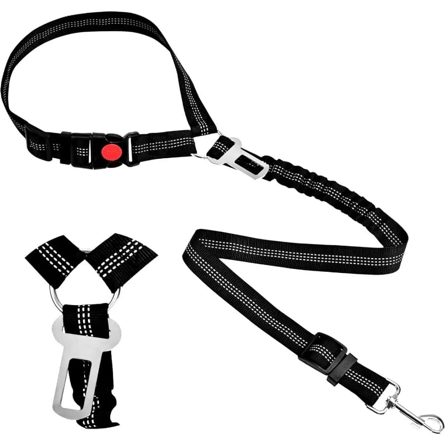 Cintura di sicurezza per auto per poggiatesta per cani Cintura di sicurezza per cani facile da usare con cintura di sicurezza MiryGrade Guinzaglio per auto regolabile con elastico elastico Ref