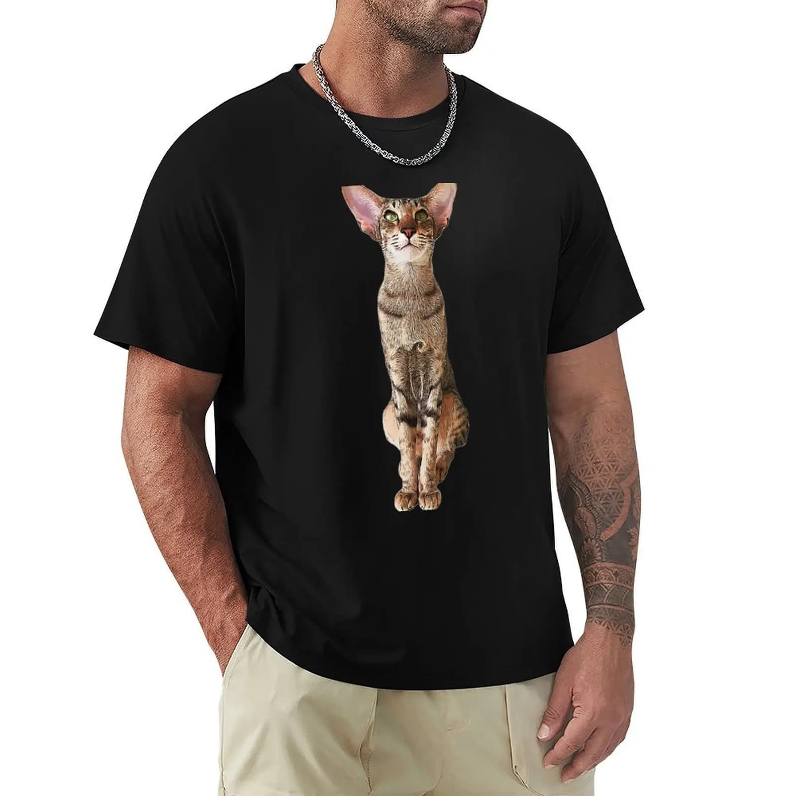 T-shirt con gattino tabby carino di Oriental Cat, comoda maglietta da lavoro
