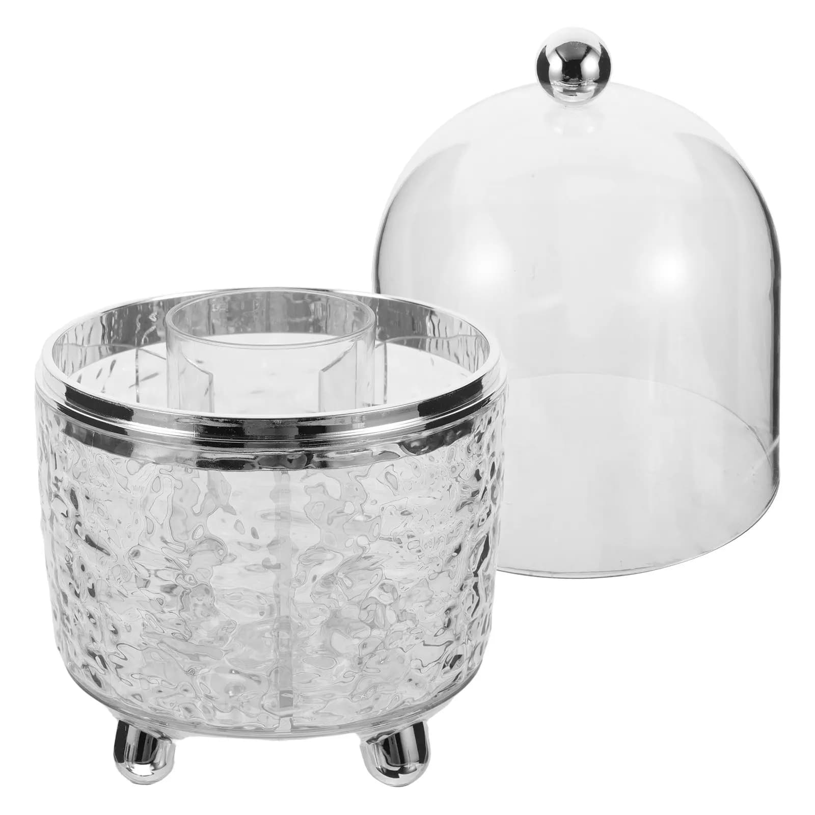 Makeup Brush Storage Box with Lid Rotating Dustproof Holder for Cosmetics Organization on Dressing Table Or Desk