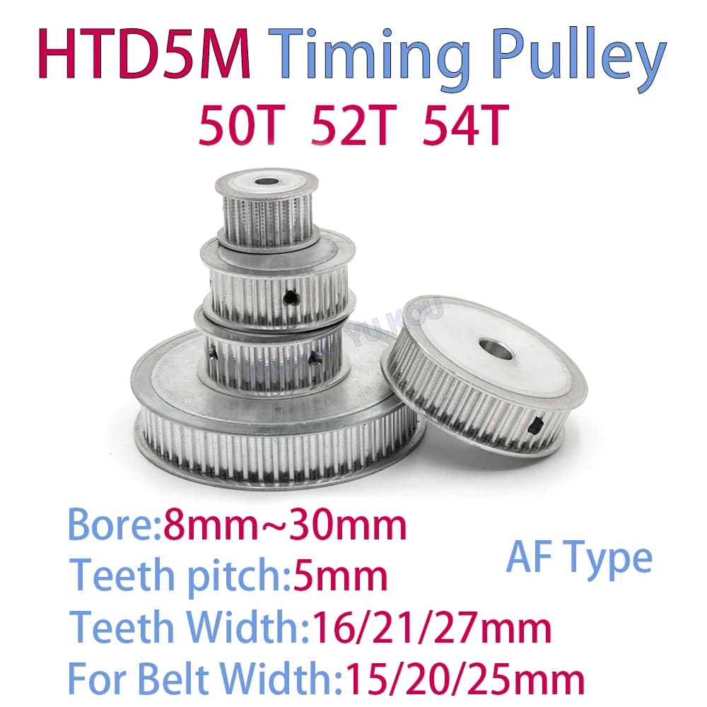 htd5M 50 denti 52 denti 54 denti puleggia dentata sincrona per larghezza 15/20/25mm foro cinghia 8 ~ 30mm htd 5m 50T 52T 54T puleggia dentata