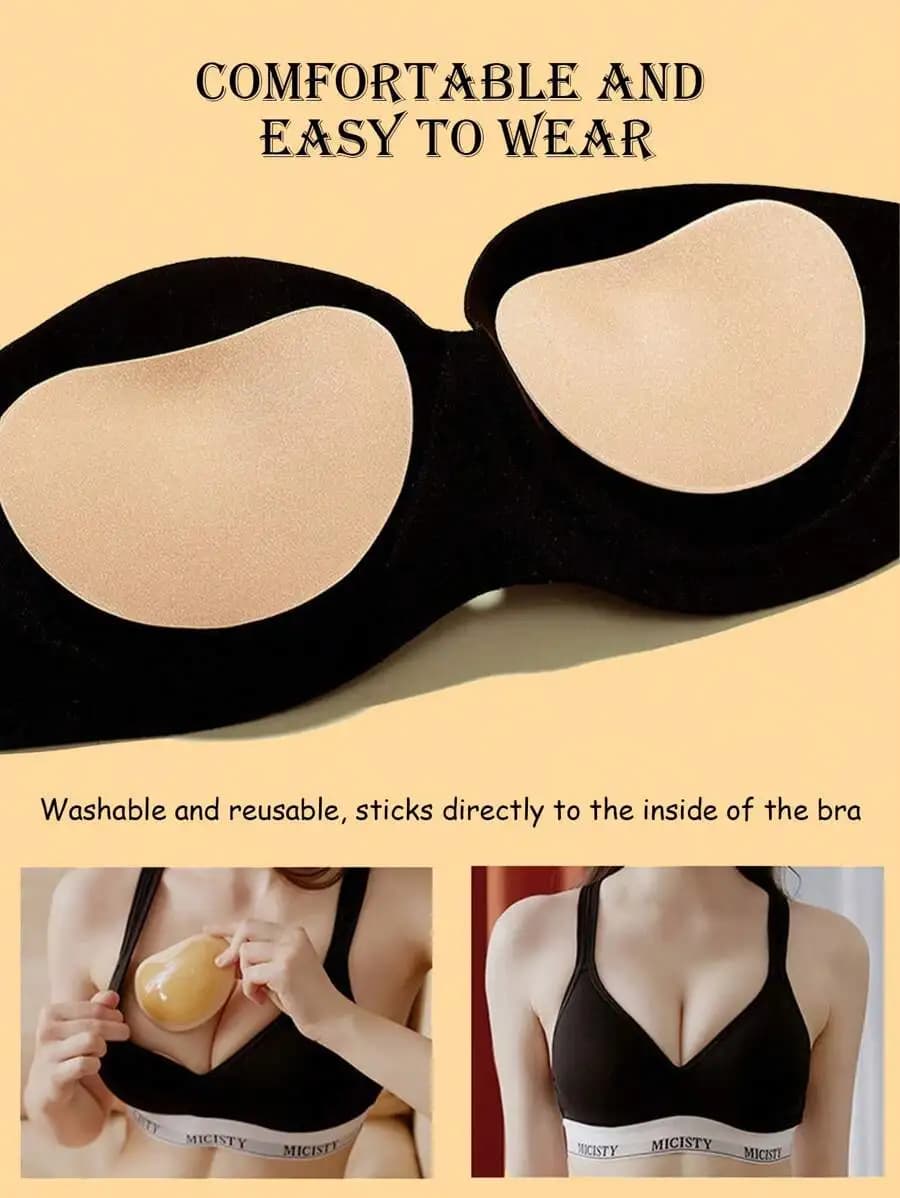 Cuscinetti adesivi in silicone per reggiseno, inserti push-up lavabili e riutilizzabili per donne, per costumi da bagno e bikini sportivi