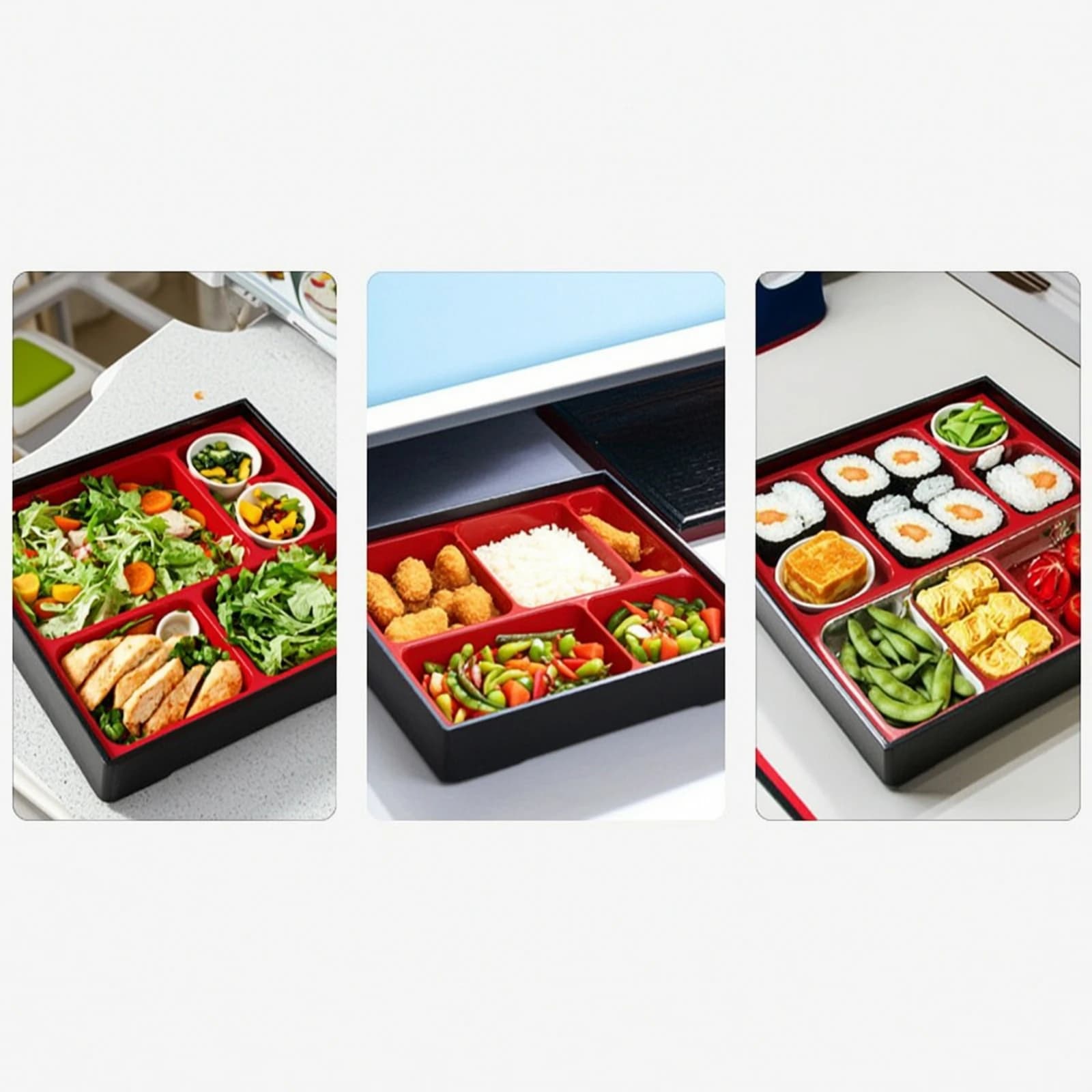 Bento Lunch Box Compartmented Bento Box Meal Prep Container Hard-Shell Rectangular for Adults, Office Lunches
