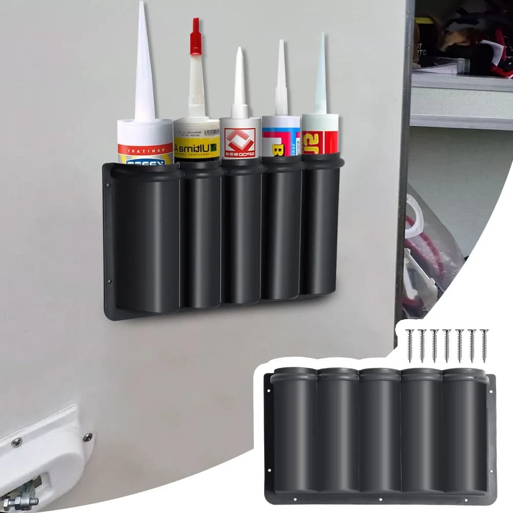 Scatola portaoggetti per porta roulotte RV, scatola portaoggetti in plastica ABS durevole per furgone, garage, tasca portaoggetti per tubi in silicone/adesivi